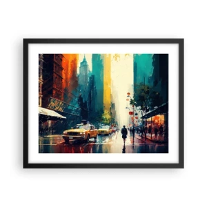 Plakát v černém rámu - New York – tady je i déšť barevný - 50x40 cm