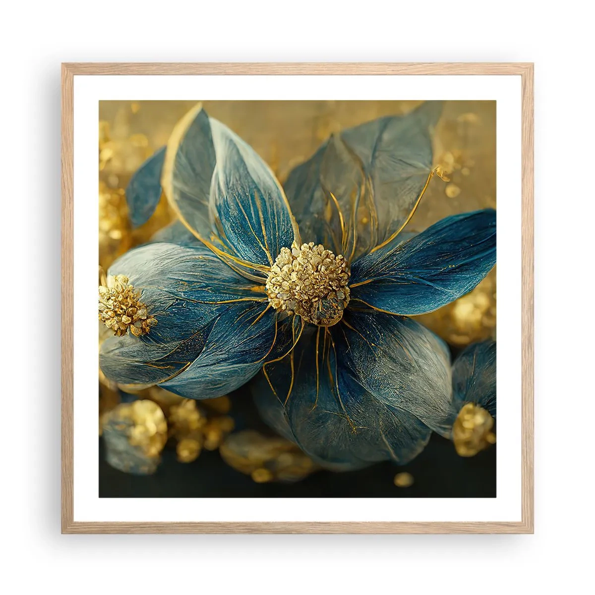Plakát v rámu světlý dub - Rozkvést zlatem - 60x60 cm