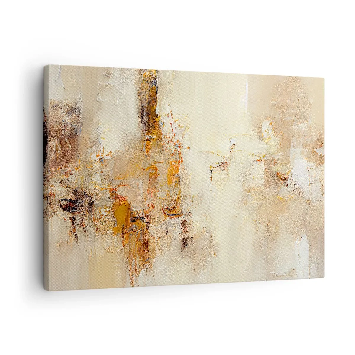 Obraz na plátně - Abstraktní kompozice v teplých odstínech žluté a hnědé. - 70x50cm - Duše jantaru - Moderní nástěnná dekorace do obývacího pokoje a ložnice ARTTOR