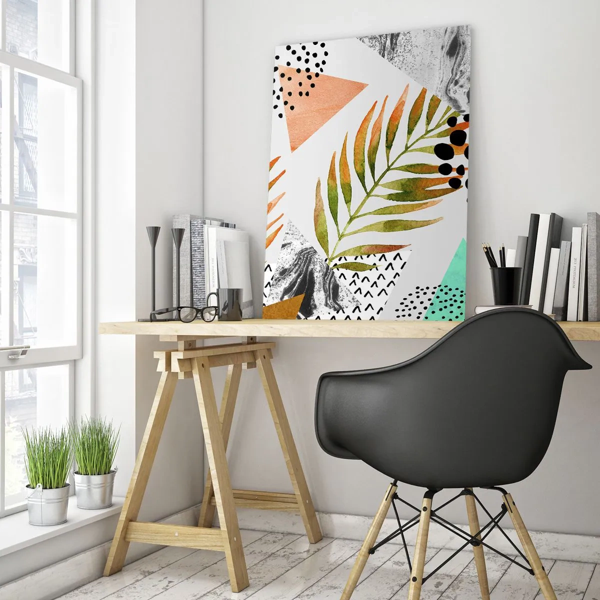 Obraz na skle - Dekorace s palmovým listem - 50x70 cm
