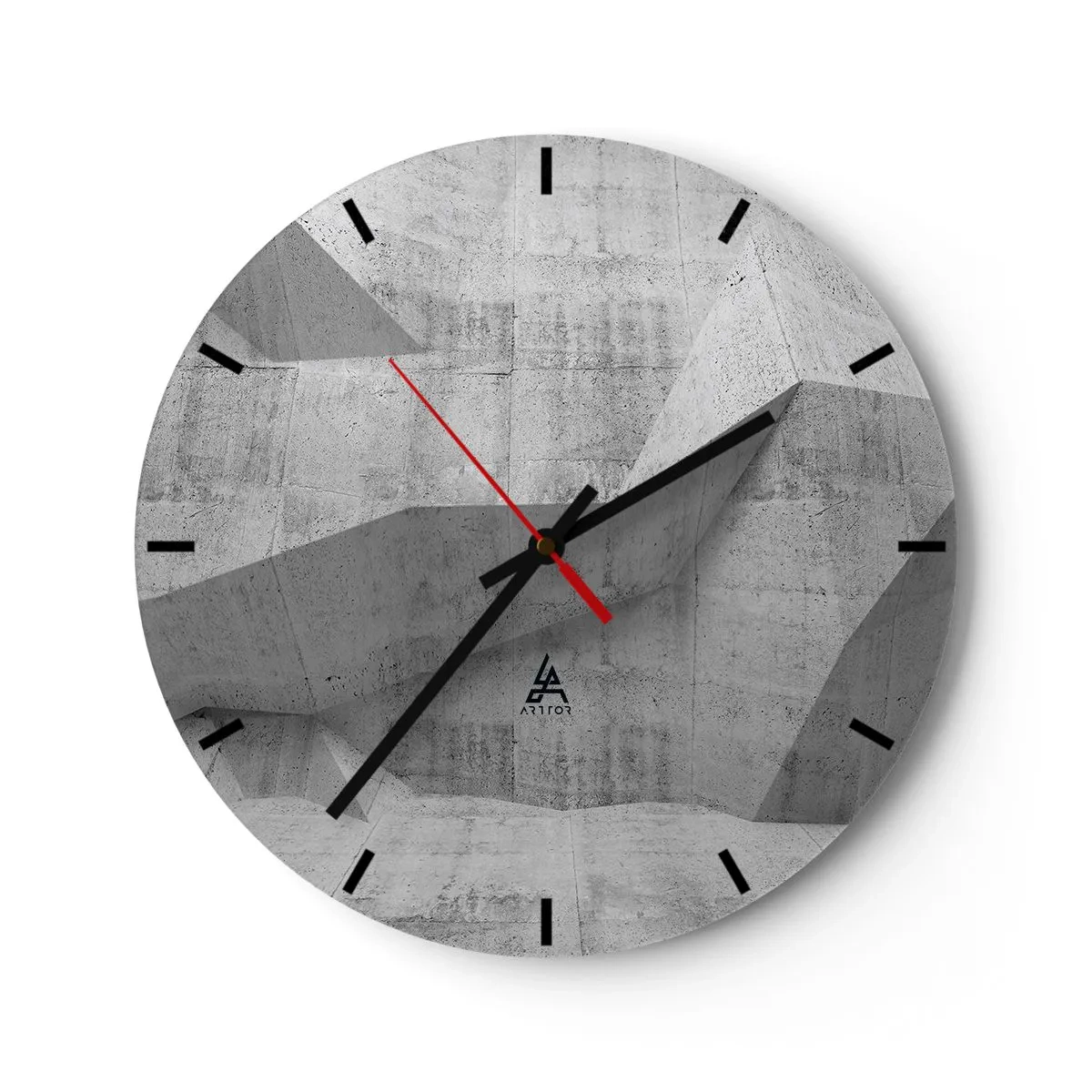Nástěnné hodiny - Geometrická betonová struktura v odstínech šedé - 30x30cm - Skutečná výzva - Moderní nástěnná dekorace do obývacího pokoje, kuchyně a ložnice ARTTOR