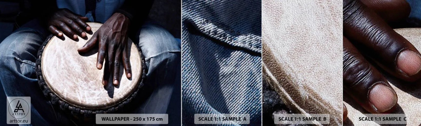 Vzor Fototapety Premium Sand - Žijte ve svém rytmu - Buben, Hudba, Afrika - 100x30 cm