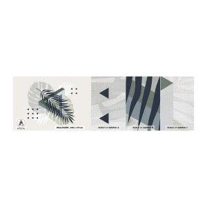Vzor Fototapety Premium Canvas - Příroda a geometrie – dva řády? - List Monstera, Palmový list, Grafika - 100x30 cm