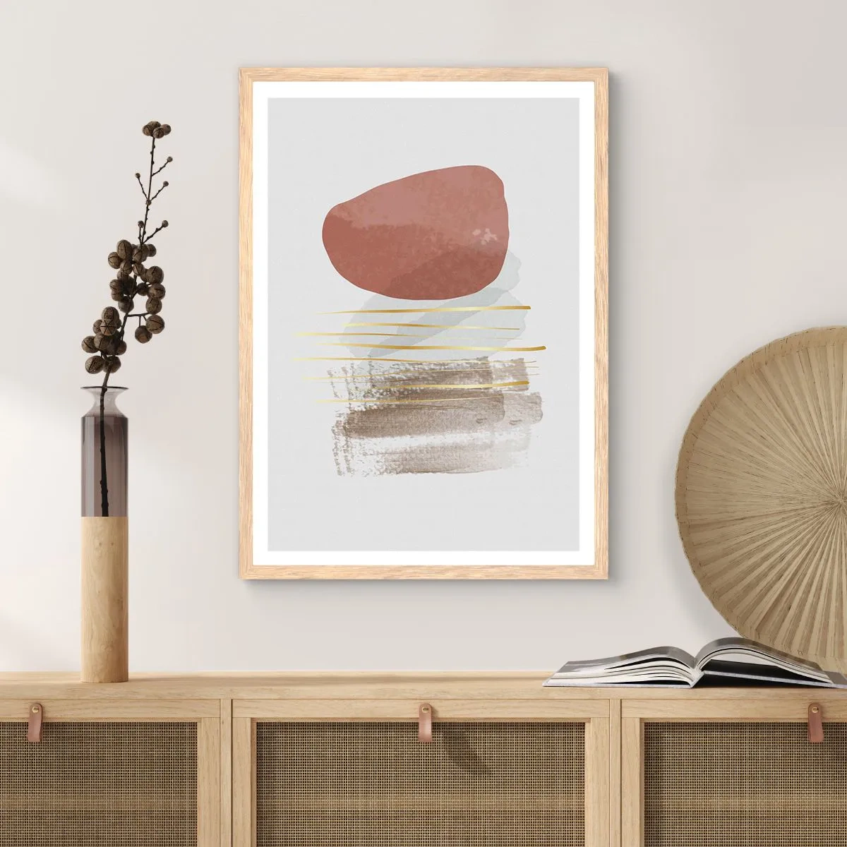 Plakát v rámu světlý dub - Abstraktní kolonáda - 50x70 cm