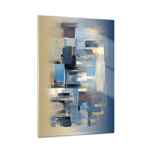 Obraz na skle - Modrá konstrukce - 50x70 cm