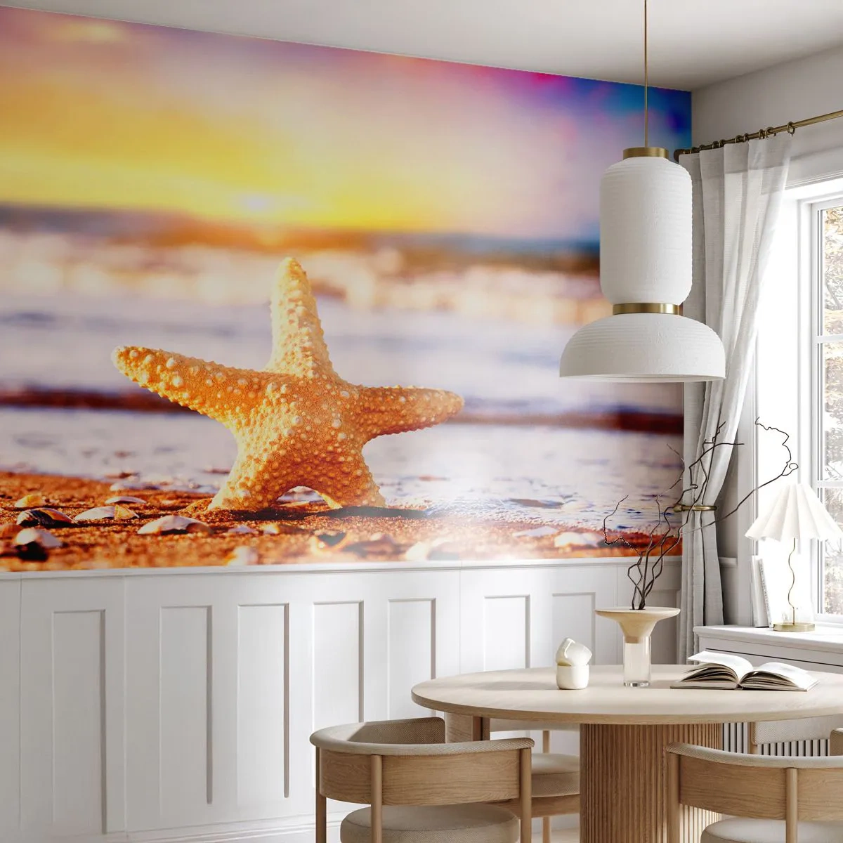 Fototapeta Samolepicí Deluxe Sticker - Mořský dárek - Mořská hvězdice, Pláž, Oceán - 250x175 cm