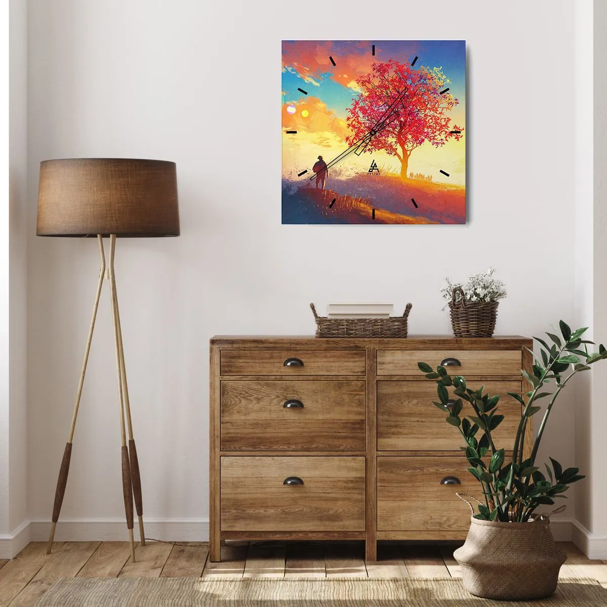 Nástěnné hodiny - Poutník u cíle - 30x30 cm