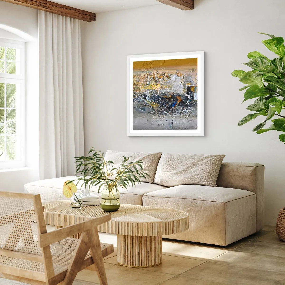 Plakát v bílém rámu - Všechno se podaří - 30x30 cm