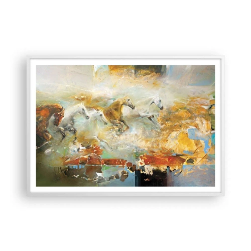 Plakát v bílém rámu - Cválá světlem - 100x70 cm