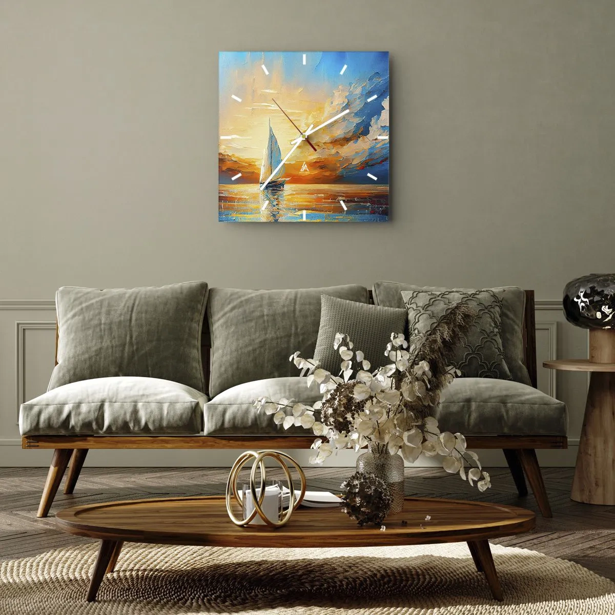 Nástěnné hodiny - Plavba ve zlatě - 40x40 cm