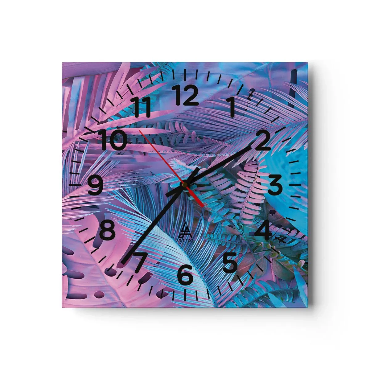 Nástěnné hodiny - Tropy v růžové a modré - 30x30 cm
