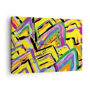 Obraz na plátně - Živá abstrakce v jasných barvách a dynamických tvarech - 70x50cm - Až křičí radostí - Moderní nástěnná dekorace do obývacího pokoje a ložnice ARTTOR
