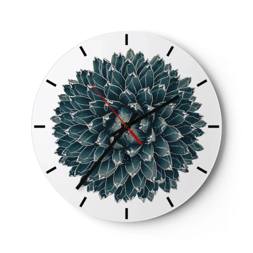 Nástěnné hodiny - Symetrická sukulentní růžice v odstínech zelené - 30x30cm - Hvězda pouště - Moderní nástěnná dekorace do obývacího pokoje, kuchyně a ložnice ARTTOR