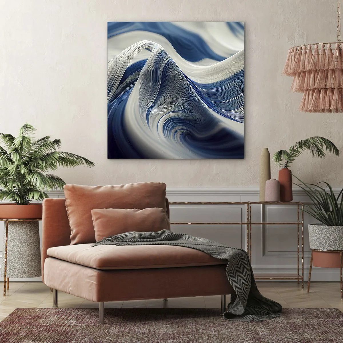 Obraz na plátně - Plynulost modré a bílé - 70x70 cm