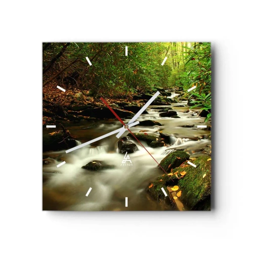 Nástěnné hodiny - Jako tekuté stříbro - 40x40 cm