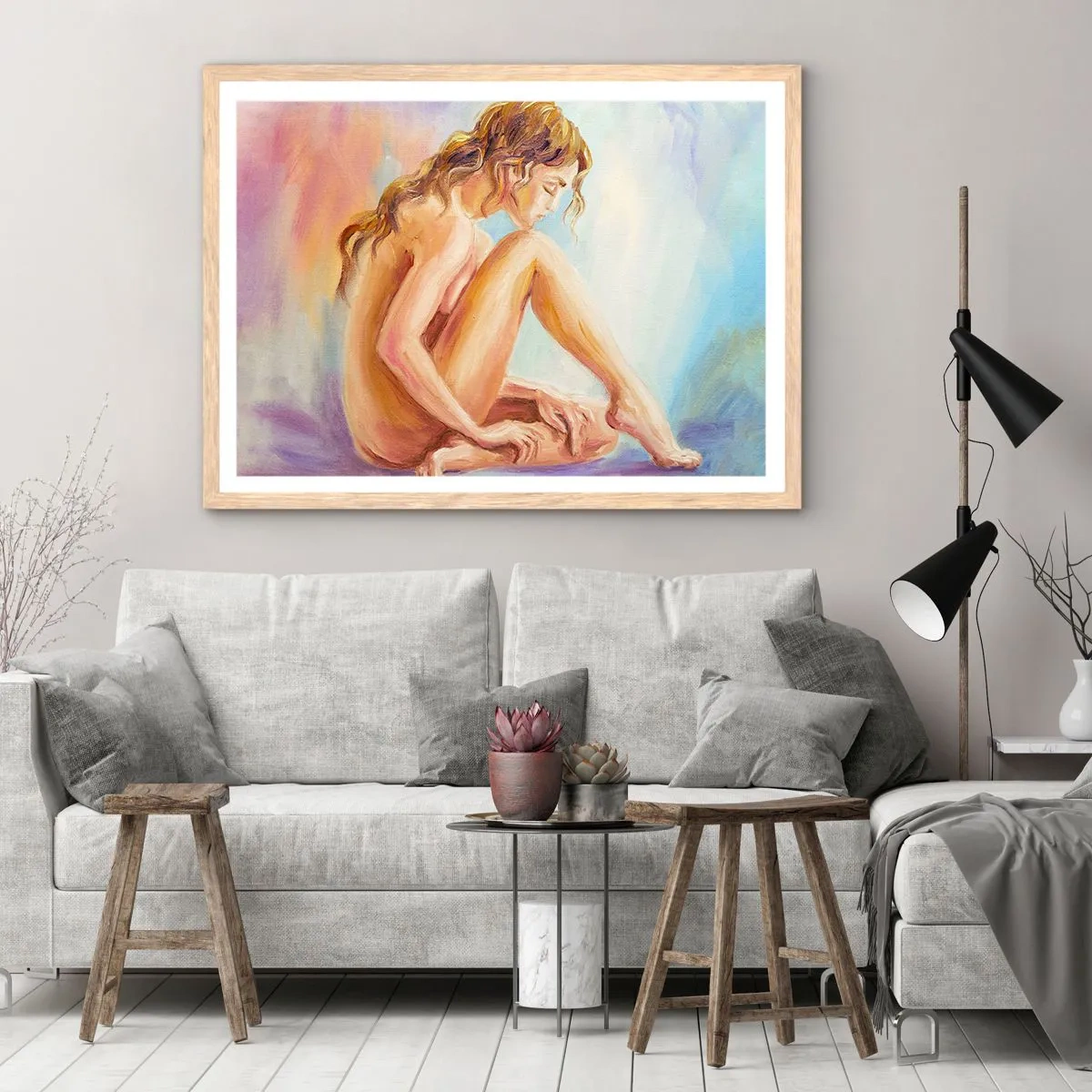 Plakát v rámu světlý dub - Akt mládí - 91x61 cm