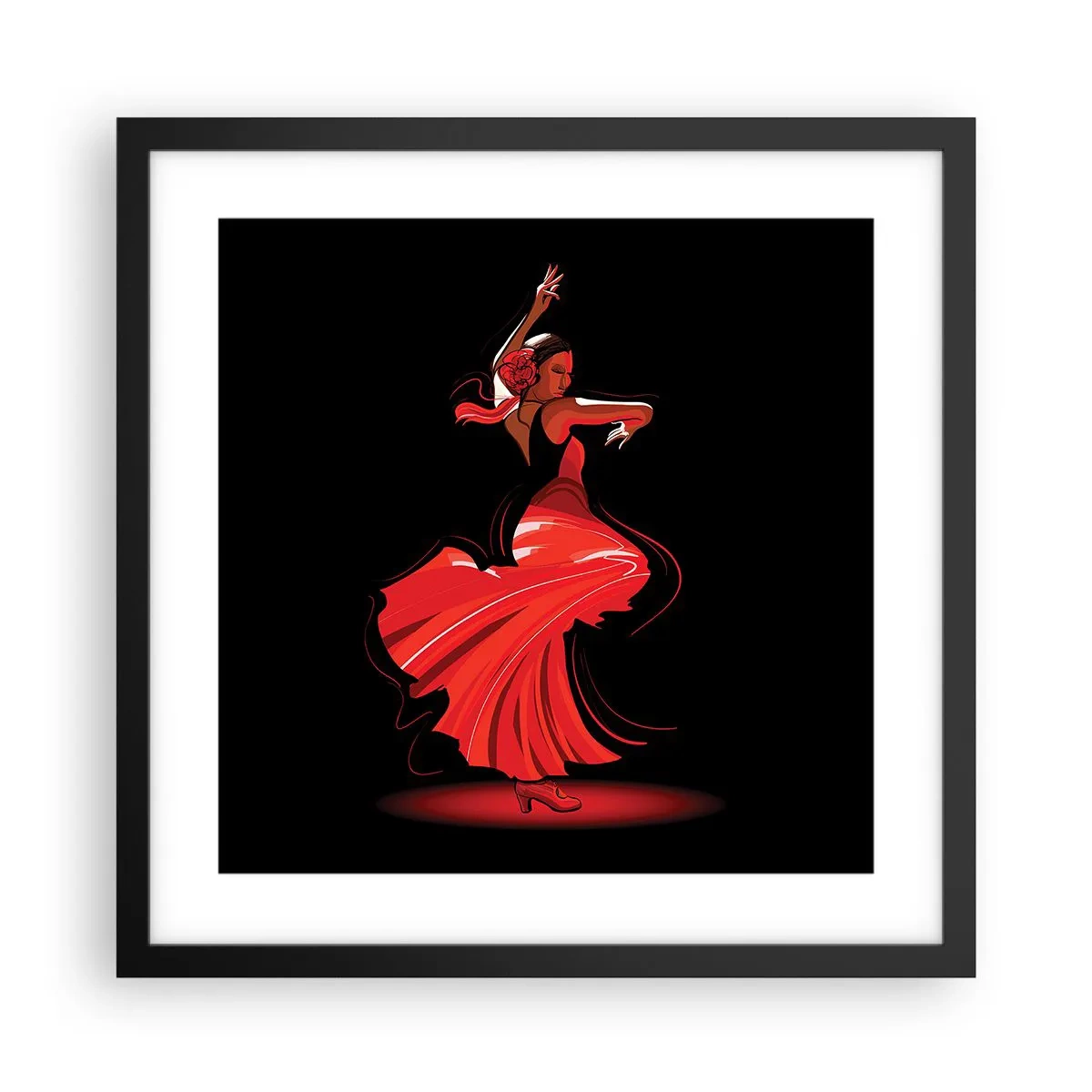Plakát v černém rámu - Žhavá duše flamenco - 40x40 cm