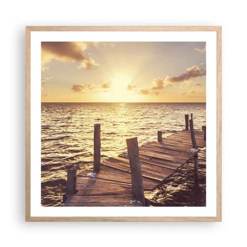 Plakát v rámu světlý dub - Zlatá země laskavosti - 60x60 cm