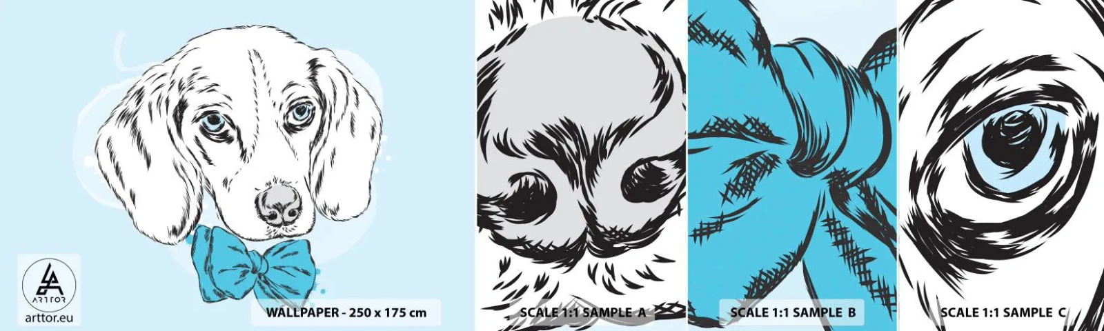 Vzor Fototapety Samolepicí Deluxe Sticker - Psí elegance - Abstrakce, Pes, Pro děti - 100x30 cm