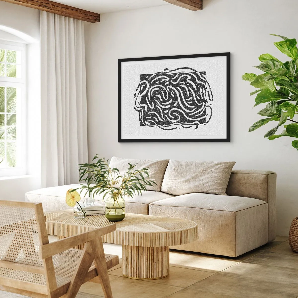 Plakát v černém rámu - Abstrakce: tanec radosti - 70x50 cm