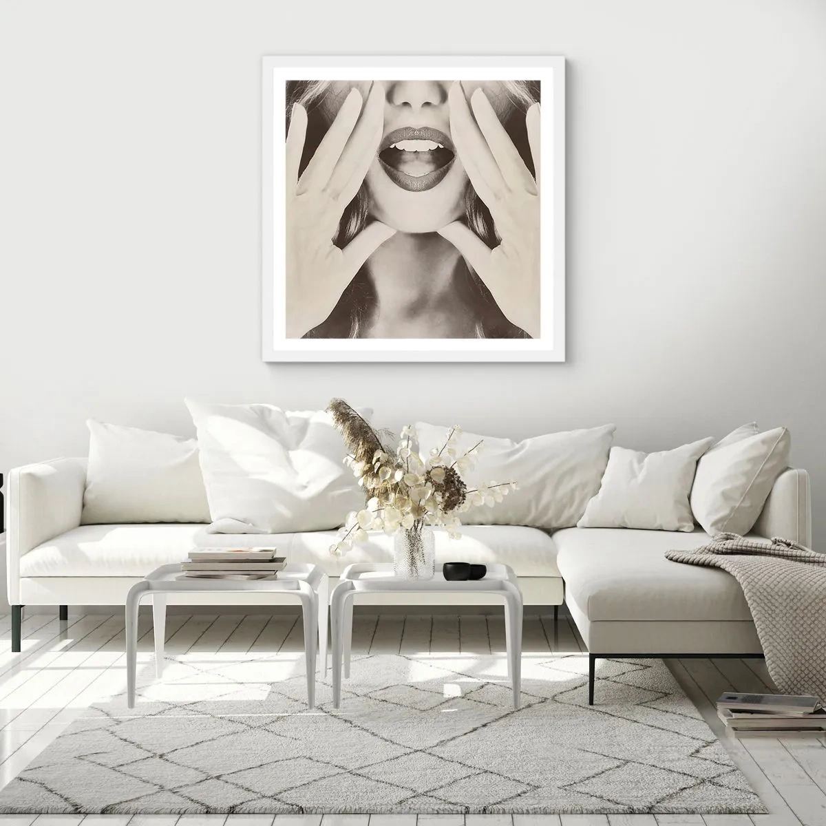 Plakát v bílém rámu - Už jdu! - 60x60 cm