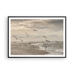 Plakát v černém rámu - Šumění moře, zpěv ptáků - 100x70 cm