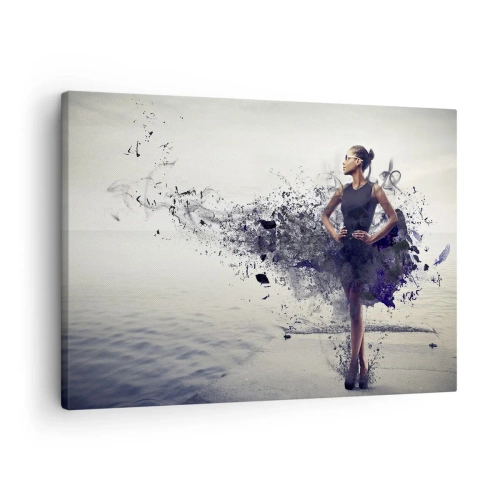 Obraz na plátně - Žena v umělecké kompozici na pozadí vody - 70x50cm - Africká Venuše - Moderní nástěnná dekorace do obývacího pokoje a ložnice ARTTOR