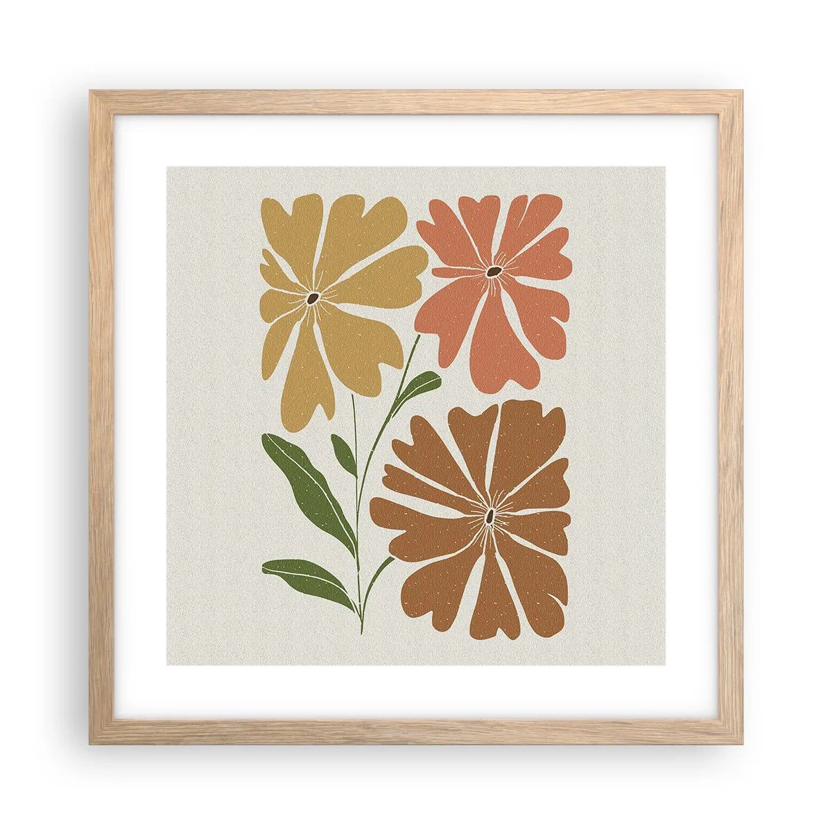 Plakát v rámu světlý dub - Příroda a geometrie - 40x40 cm