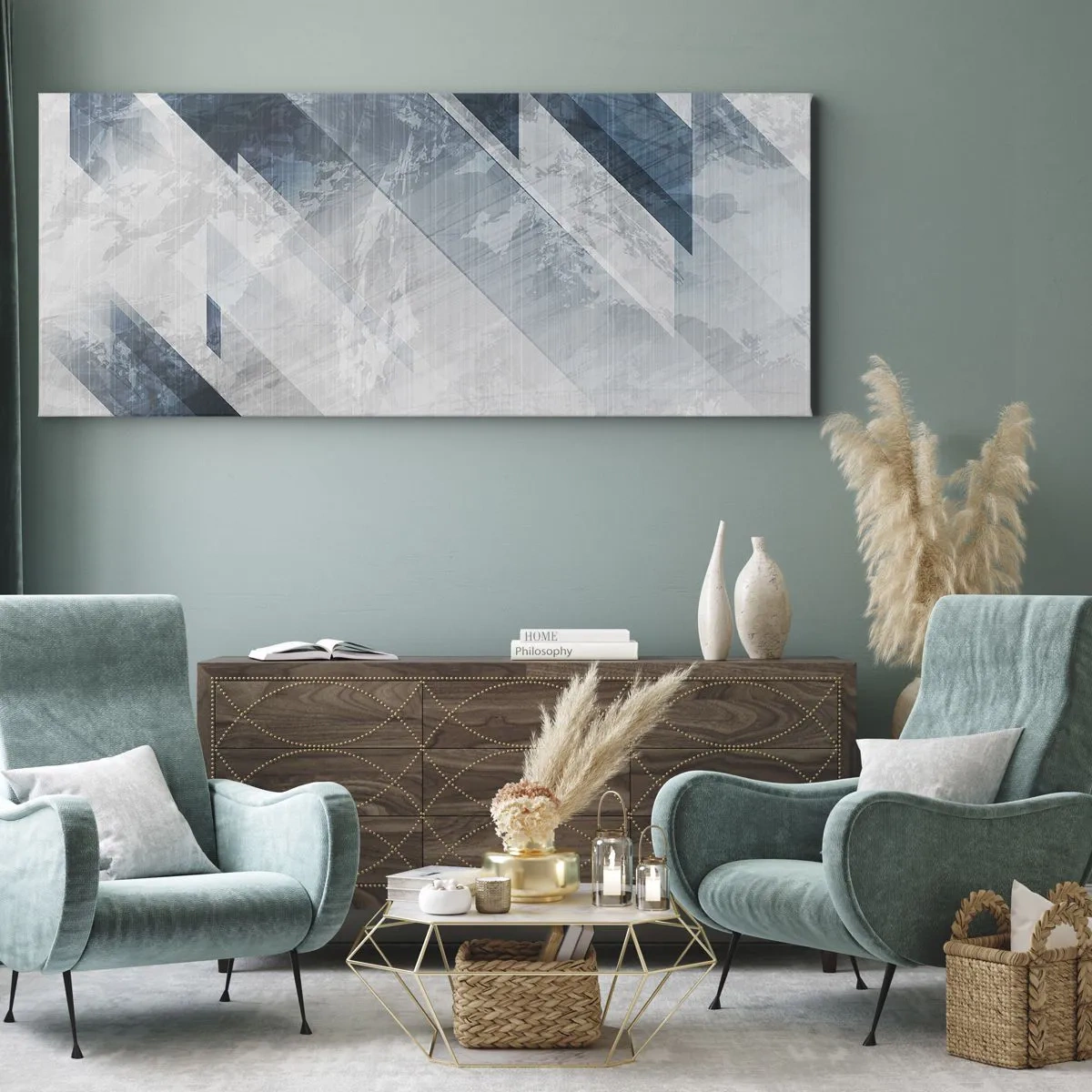 Obraz na plátně - Prostorová kompozice – pohyb šedé - 100x40 cm