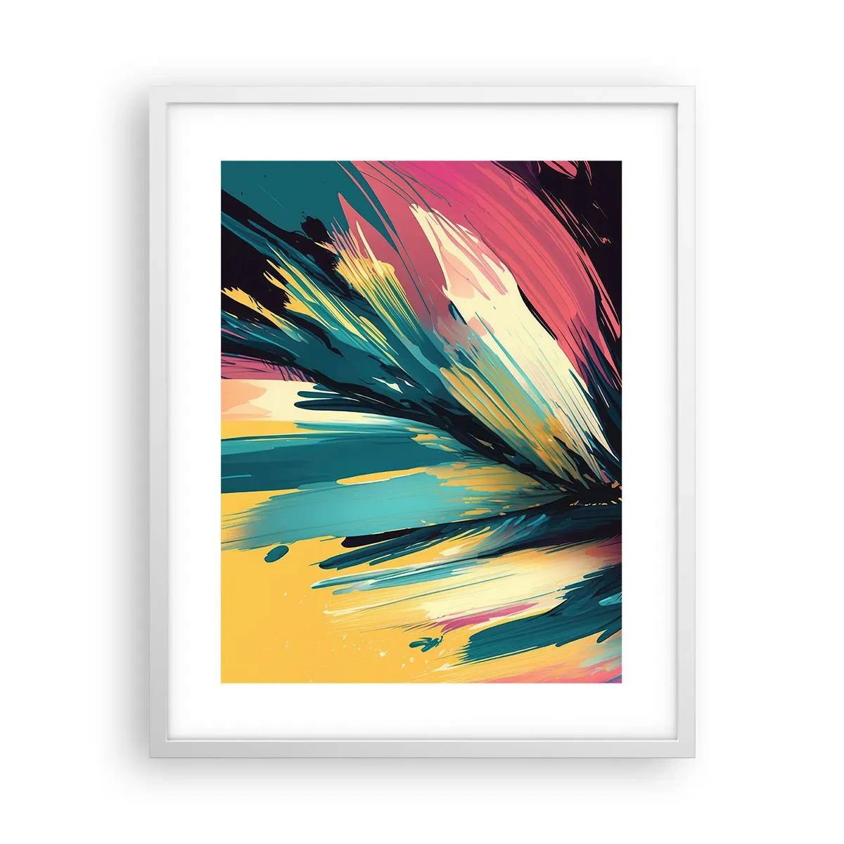 Plakát v bílém rámu - Kompozice – exploze radosti - 40x50 cm
