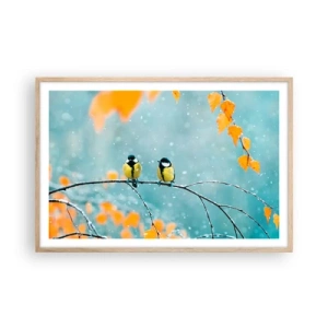 Plakát v rámu světlý dub - Ptačí drby - 91x61 cm