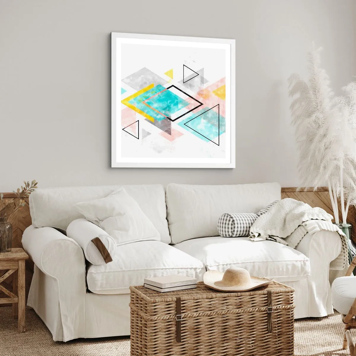 Plakát v bílém rámu - Geometrická zábava - 50x50 cm
