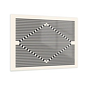 Obraz na skle - Fascinující vzor černobílých čar vytvářející iluzi - 70x50cm - Geometrická iluze - Moderní nástěnná dekorace do obývacího pokoje a ložnice ARTTOR