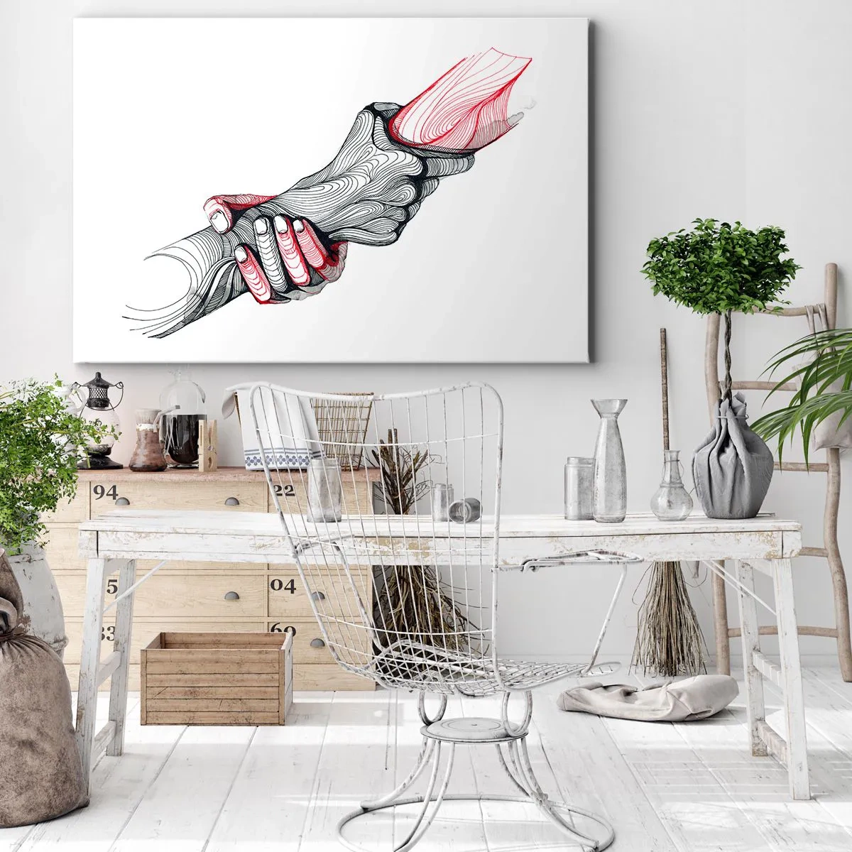 Obraz na plátně - Umělecké ruce držící se v minimalistickém stylu - 70x50cm - Jste v dobrých rukou - Moderní nástěnná dekorace do obývacího pokoje a ložnice ARTTOR