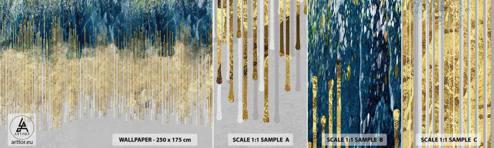 Vzor Fototapety Samolepicí Deluxe Sticker - Zlacená hranice - Kus, Art Deco, Moderní - 100x30 cm