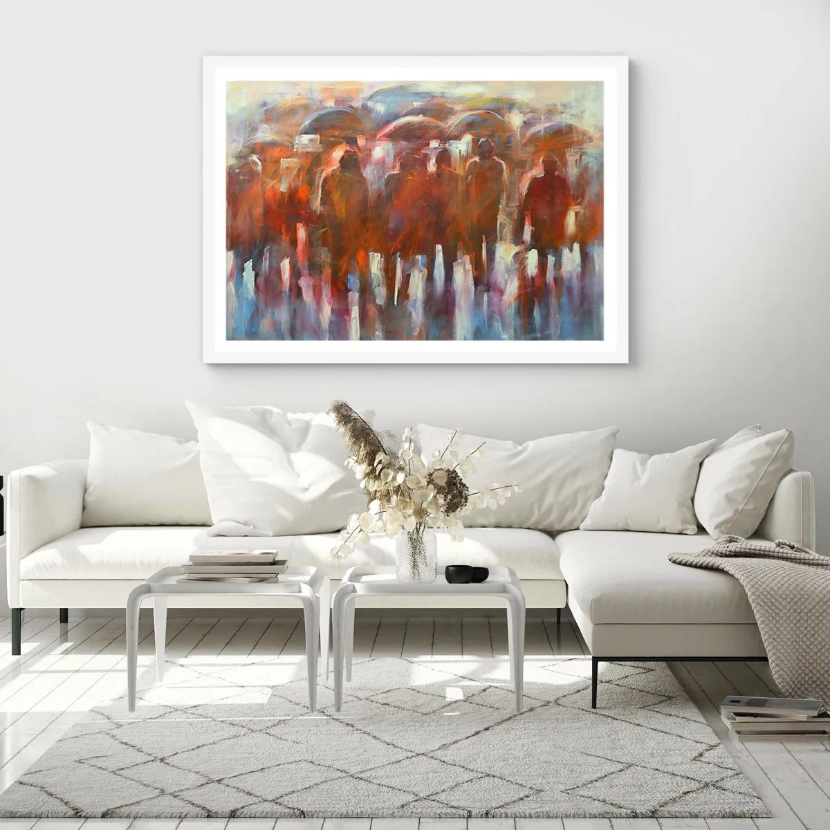 Plakát v bílém rámu - Rovnocenní v dešti a mlze - 50x40 cm