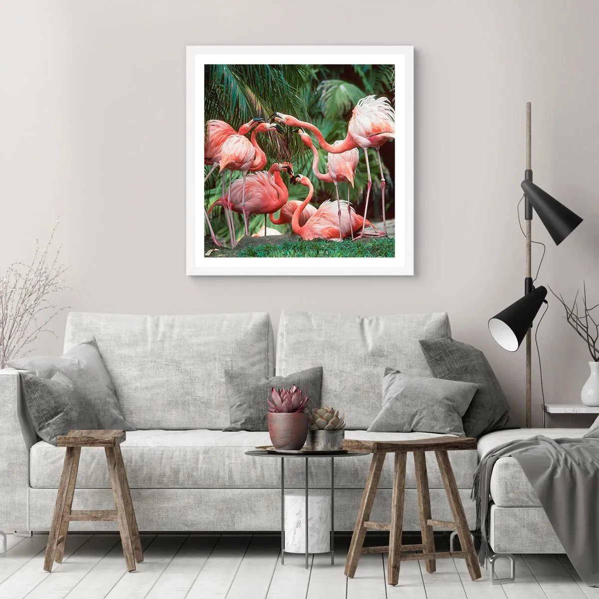 Plakát v bílém rámu - Odpolední drby - 50x50 cm