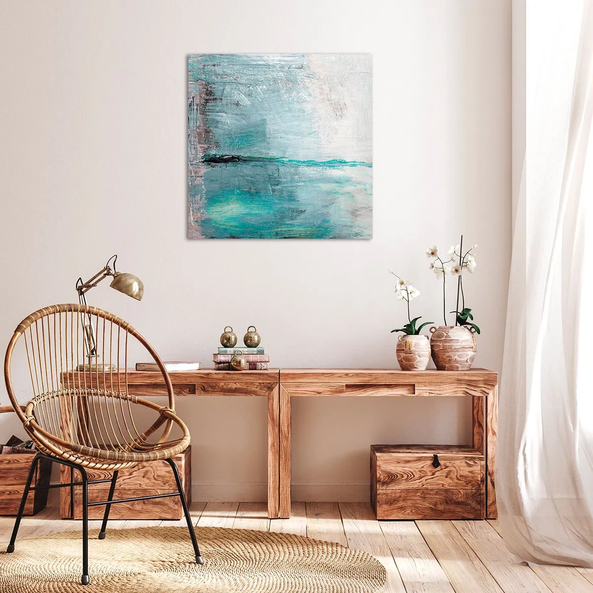 Obraz na plátně - Horizontálně v modři - 40x40 cm