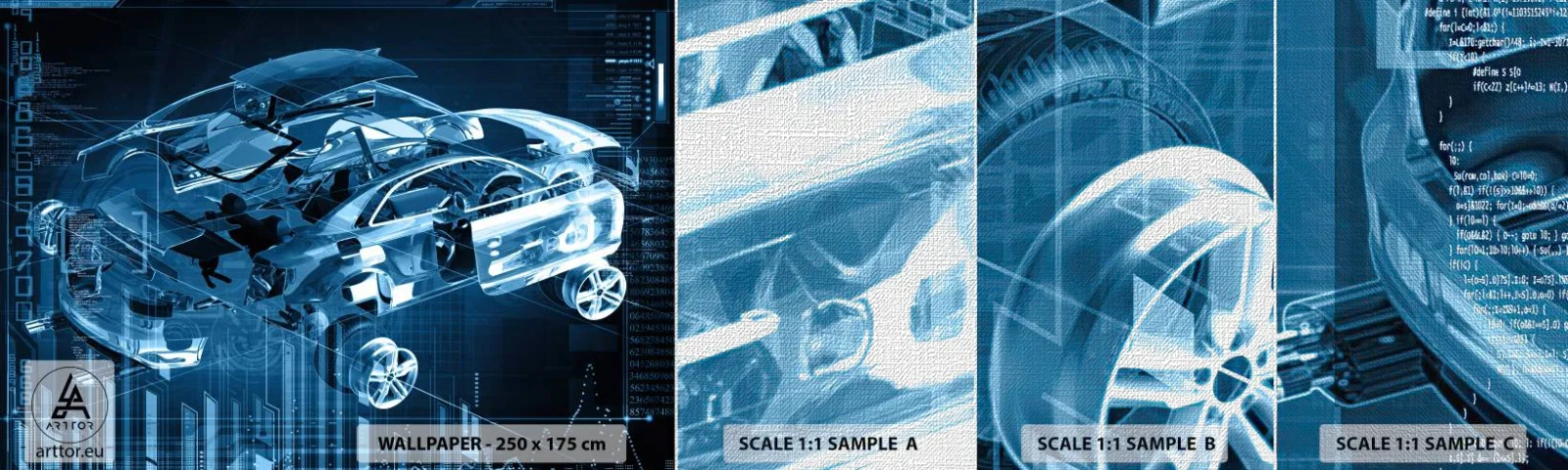 Vzor Fototapety Premium Canvas - Inženýrská anatomie - Automobilový průmysl, Auto, Pojem - 100x30 cm