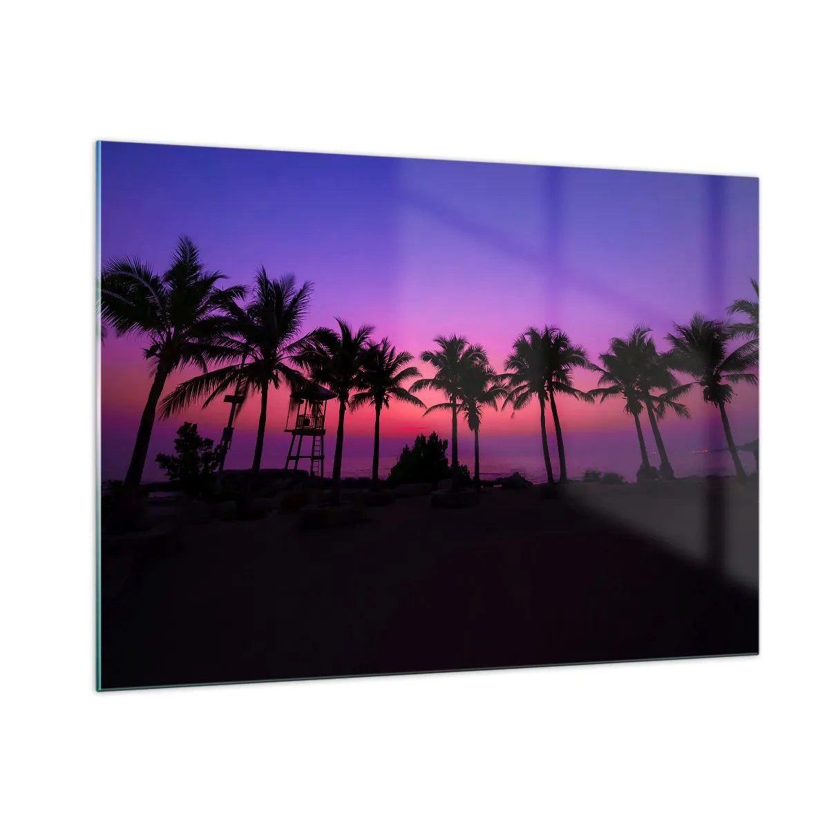 Obraz na skle - Večer pod palmami - 100x70 cm