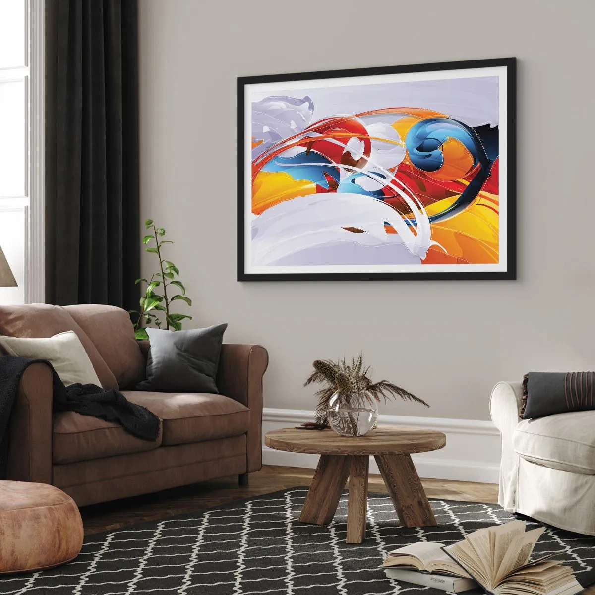 Plakát v černém rámu - Tanec živlů - 100x70 cm