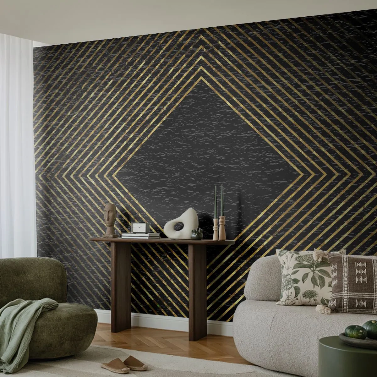 Fototapeta Premium Sand - Geometrie ve stylu glamour - Art Deco, Moderní, Půvab - 100x70 cm