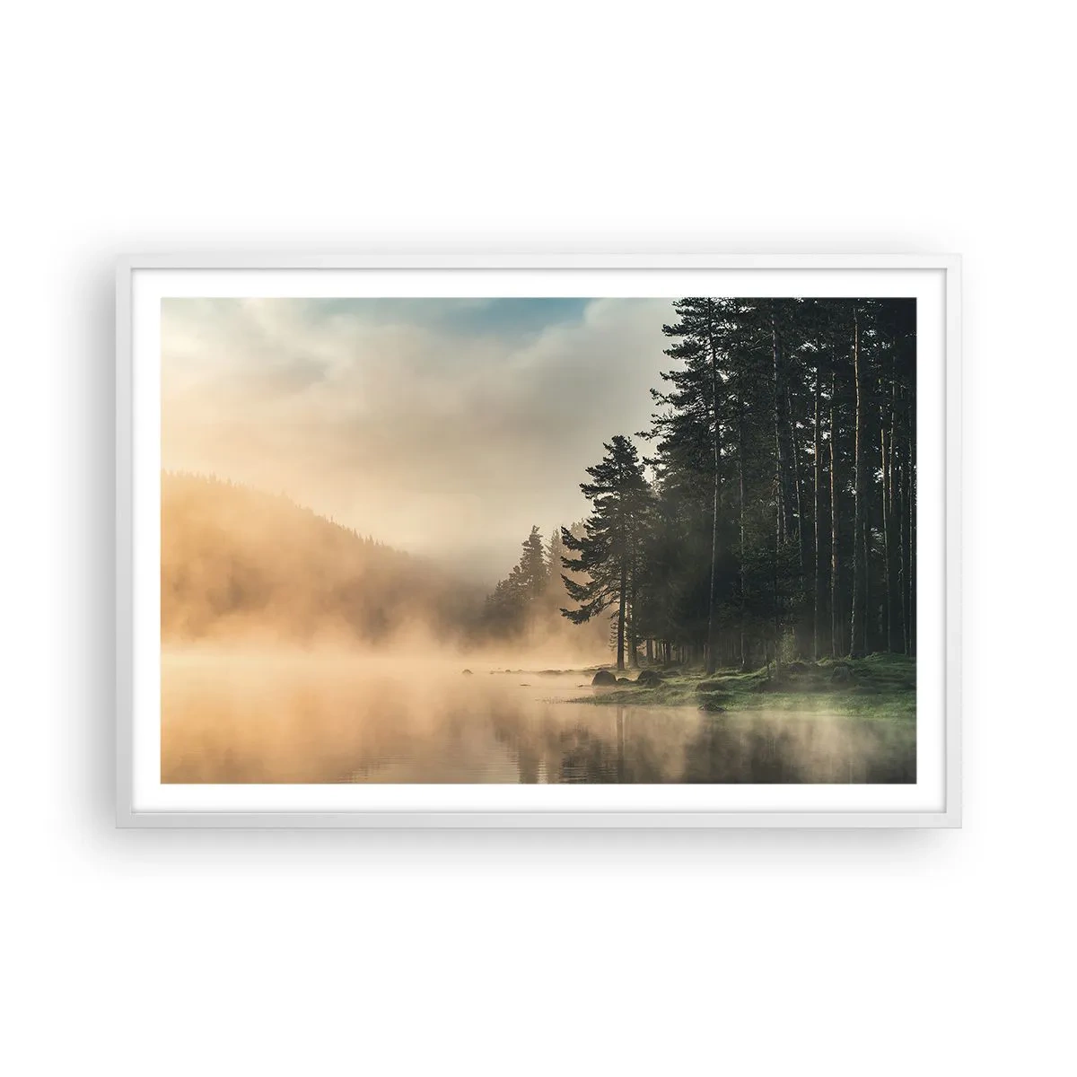 Plakát v bílém rámu - Zrození dne - 91x61 cm