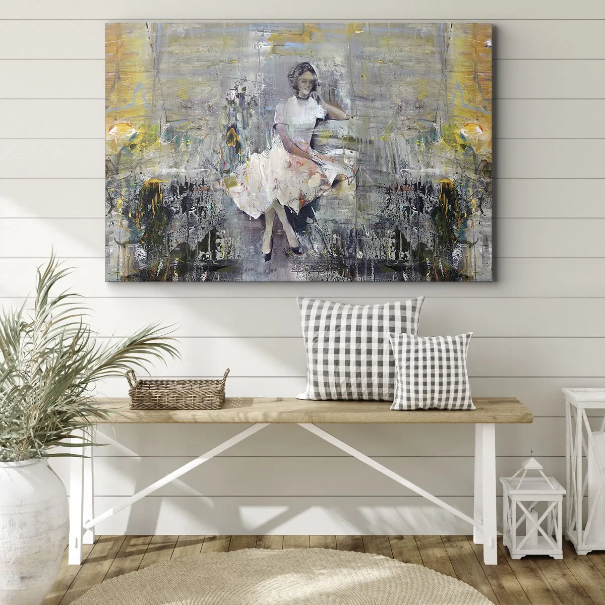 Obraz na plátně - Umělecký portrét ženy v pastelových barvách - 70x50cm - Klasická a moderní - Moderní nástěnná dekorace do obývacího pokoje a ložnice ARTTOR
