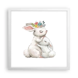 Plakát v bílém rámu - Nejlepší je u mámy - 40x40 cm