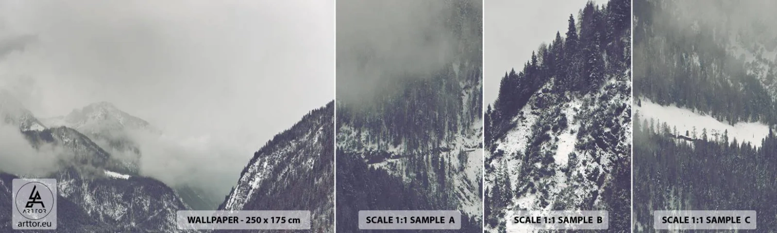 Vzor Fototapety Samolepicí Deluxe Sticker - Mlžné údolí - hory, Les, Krajina - 100x30 cm