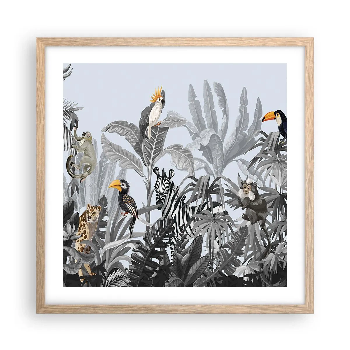 Plakát v rámu světlý dub - Africká pohádka - 50x50 cm