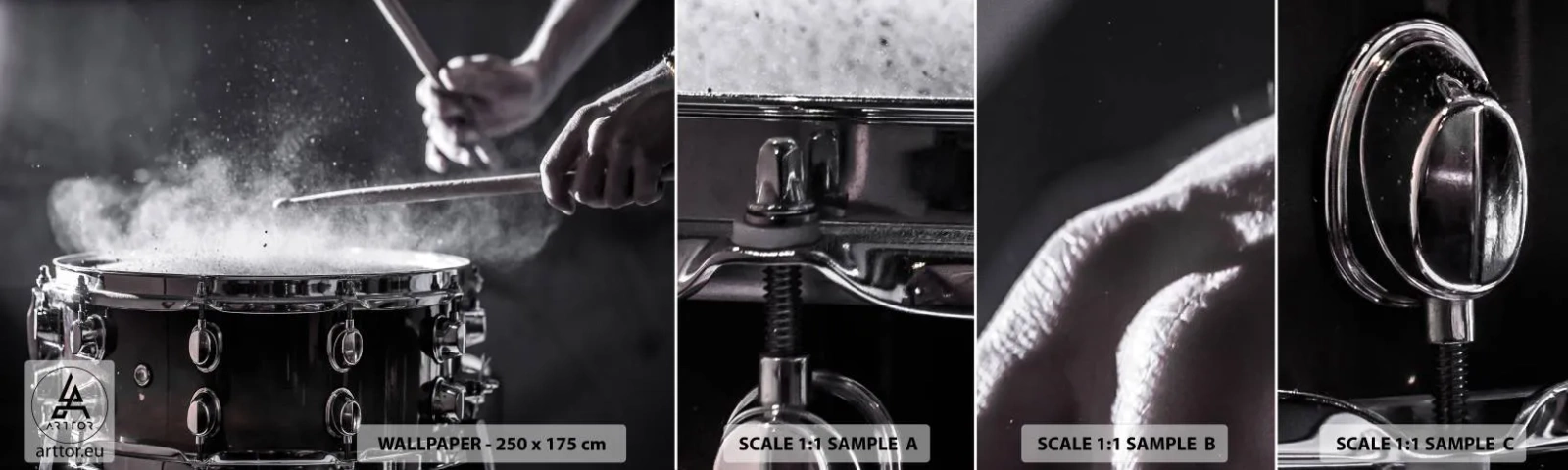 Vzor Fototapety Samolepicí Deluxe Sticker - Puls hudby - Hudba, Hudební nástroj, Buben - 100x30 cm