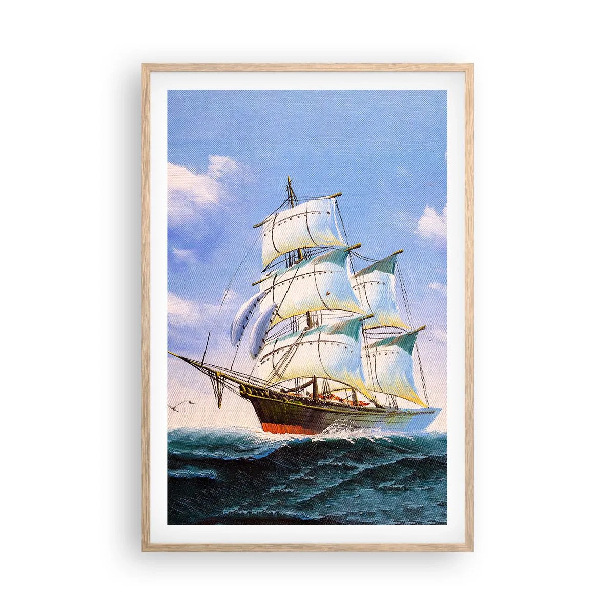 Plakát v rámu světlý dub - Hrdě s větrem - 61x91 cm