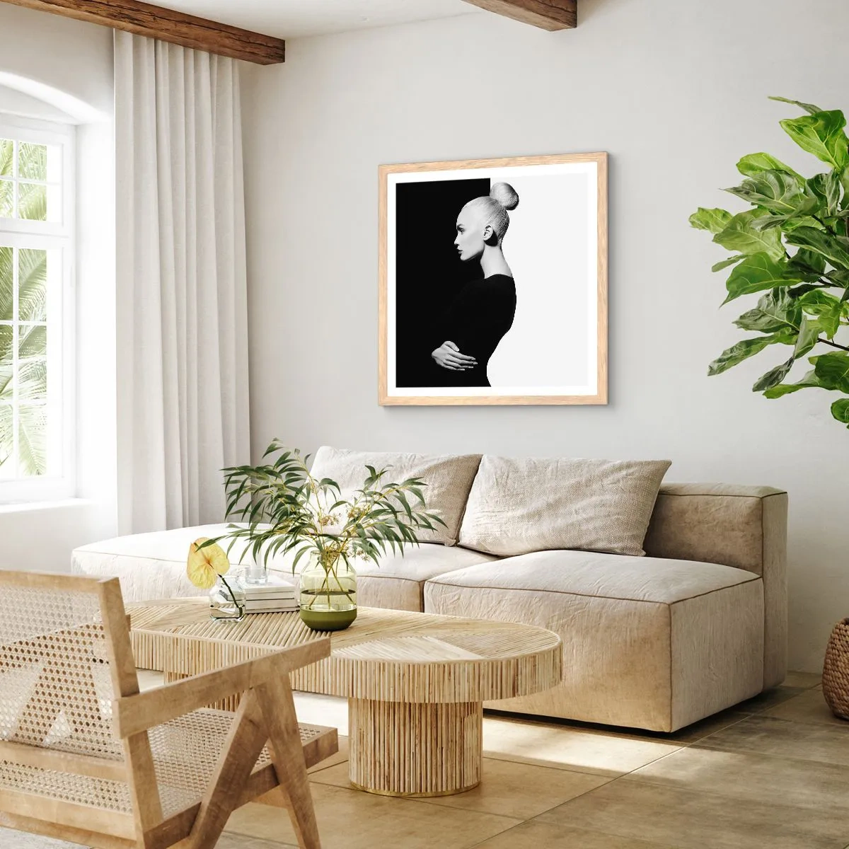 Plakát v rámu světlý dub - Prostě žena - 60x60 cm